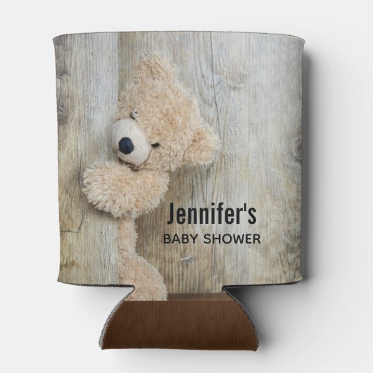 かわいい詰まったクマ素朴木壁ベビーシャワー 缶クーラー (裏面)