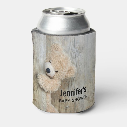 かわいい詰まったクマ素朴木壁ベビーシャワー 缶クーラー (缶裏面)
