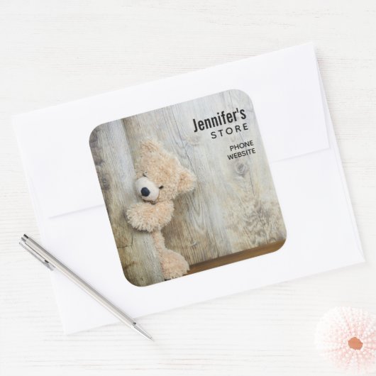 かわいい詰まったクマ素朴木造ウォールビジネス スクエアシール (封筒)