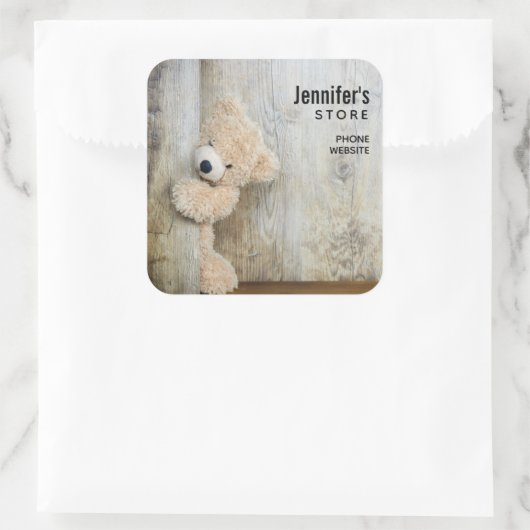 かわいい詰まったクマ素朴木造ウォールビジネス スクエアシール (バッグ)