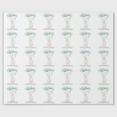 かわいい詰まったバニーとティール（緑がかった色）バルーンベビーシャワー ラッピングペーパー (フラット)