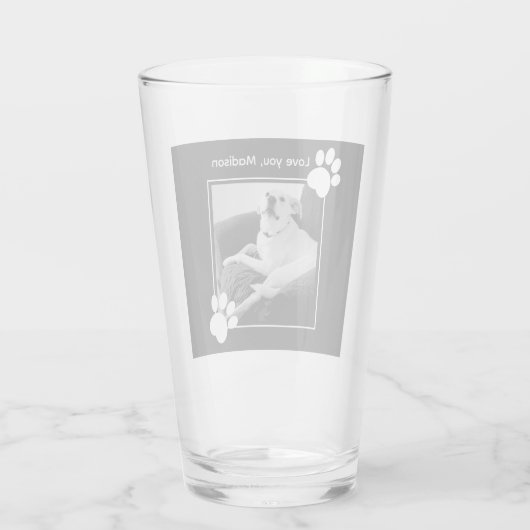 かわいい話し犬の足とメッセージブラックの写真 タンブラーグラス (裏面)