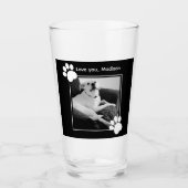 かわいい話し犬の足とメッセージブラックの写真 タンブラーグラス (正面)