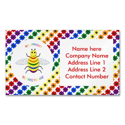 かわいい誇りを持ったLGBTレインボビー&フラワーカスタムズ マグネット名刺 (正面)