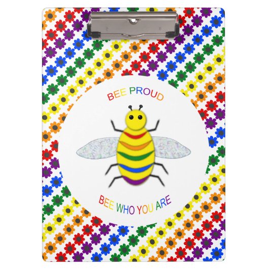 かわいい誇りを持ったLGBTレインボビー&フラワー クリップボード (正面)