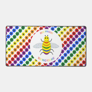 かわいい誇りを持ったLGBTレインボビー&フラワー デスクマット