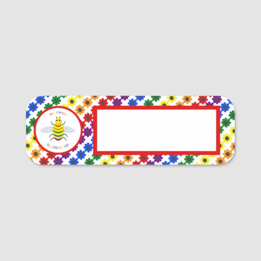 かわいい誇りを持ったLGBTレインボビー&フラワー 名札 (正面)