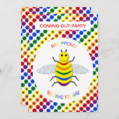 かわいい誇りを持ったLGBTレインボービーと来フラワーズアウト 招待状 (正面/裏面)