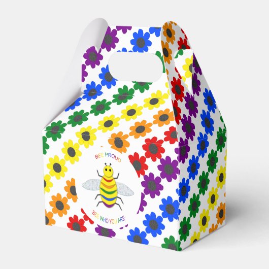 かわいい誇りを持ったLGBTレインボービーと結婚花 フェイバーボックス (裏面サイド)