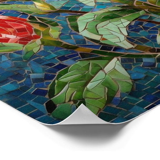 かわいい誕生フラワーフローリストブーケバラ ポスター (角)