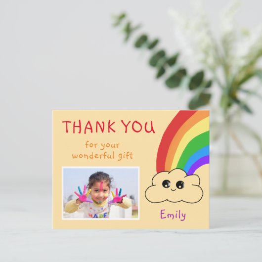 かわいい誕生日ありがとうフォトカード子供へ ポストカード (スタンド正面)