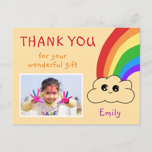 かわいい誕生日ありがとうフォトカード子供へ ポストカード (正面)