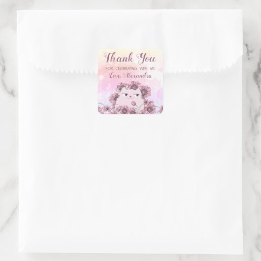 かわいい誕生日ありがとう スクエアシール (バッグ)