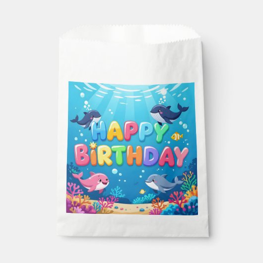 かわいい誕生日おめでとうイルカのデザイン フェイバーバッグ (正面)