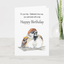 かわいい誕生日おめでとうスズメ カード