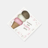 かわいい誕生日お洒落パーティーアイスクリームコーン スタンダードカクテルナプキン (角)