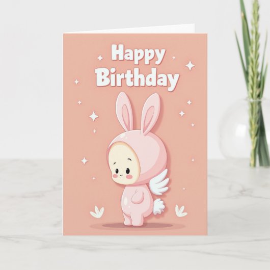 かわいい誕生日ちび動物カード カード (正面)