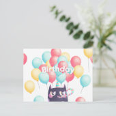 かわいい誕生日ねこポストカード ポストカード (スタンド正面)