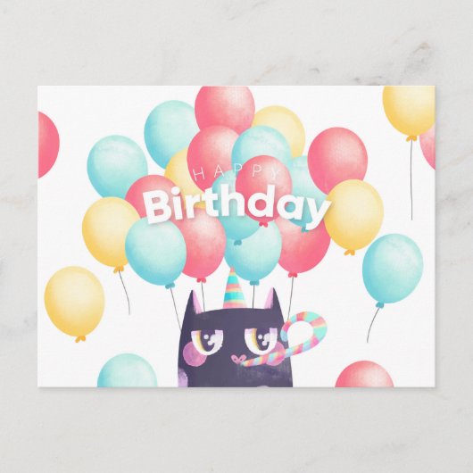 かわいい誕生日ねこポストカード ポストカード (正面)