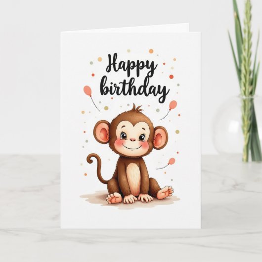 かわいい誕生日のおさるさんカード カード (正面)