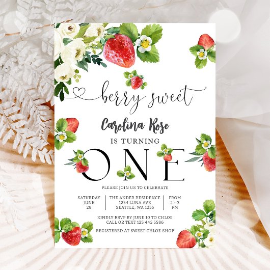 かわいい誕生日のお知らせ - 1歳の誕生日 招待状