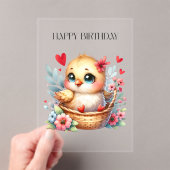 かわいい誕生日のひよこ アクリル招待状 (インサイチュ (ポータブル))