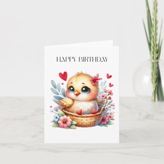 かわいい誕生日のひよこ カード (正面)