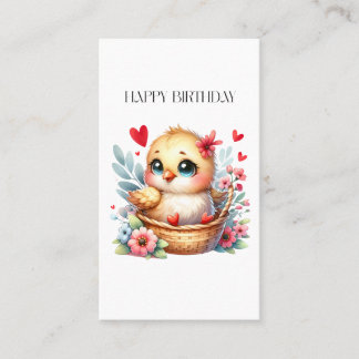 かわいい誕生日のひよこ コーリングカード