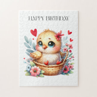 かわいい誕生日のひよこ ジグソーパズル