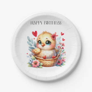 かわいい誕生日のひよこ ペーパープレート