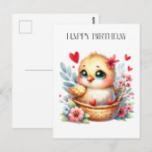かわいい誕生日のひよこ ポストカード (正面/裏面)