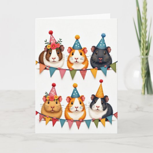 かわいい誕生日のふわふわ生き物カード カード (正面)