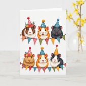 かわいい誕生日のふわふわ生き物カード カード (黄色い花)