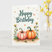 かわいい誕生日のウリのイラストカード カード (黄色い花)