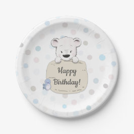 かわいい誕生日のクマ ペーパープレート