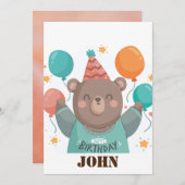 かわいい誕生日のクマ 招待状 (正面/裏面)