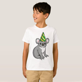 かわいい誕生日のコアラのパーティーの帽子のスケッチの子供のワイシャツ Tシャツ