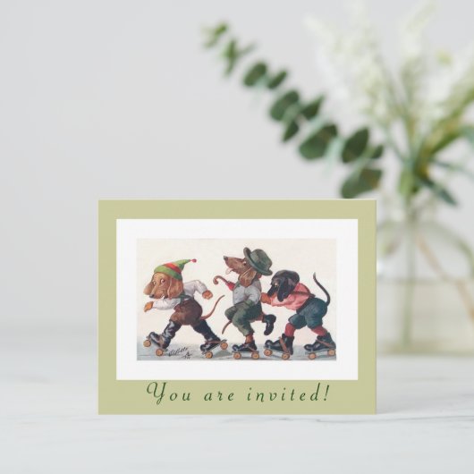 かわいい誕生日のスケートで滑るのパーティーのおもしろいな動物 招待状 (スタンド正面)