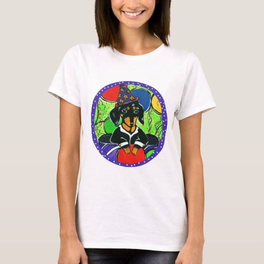 かわいい誕生日のダックスフンド Tシャツ (正面)