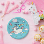 かわいい誕生日のドードル虹の一角星雲 ペーパープレート (パーティー)