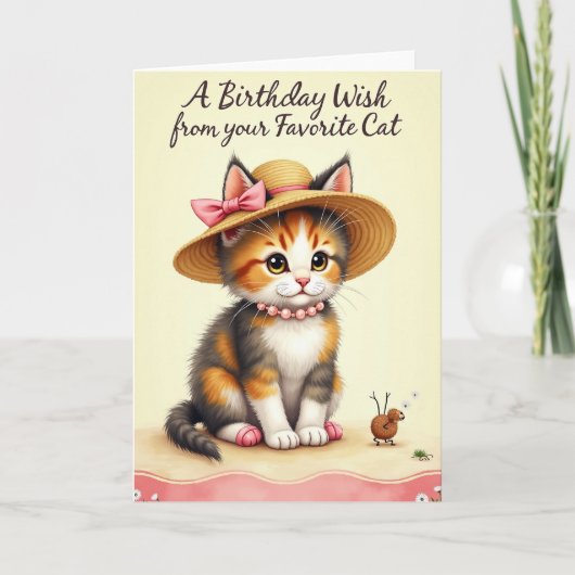 かわいい誕生日のネコのカード カード (正面)
