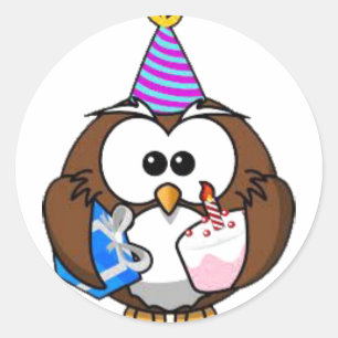 かわいい誕生日のフクロウの誕生日のステッカー ラウンドシール