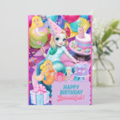 かわいい誕生日のマーメイドの招待 招待状 (スタンド正面)