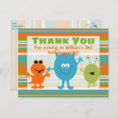 かわいい誕生日のモンスターお礼ポストカード ポストカード (正面/裏面)