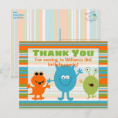 かわいい誕生日のモンスターお礼ポストカード ポストカード (正面/裏面)