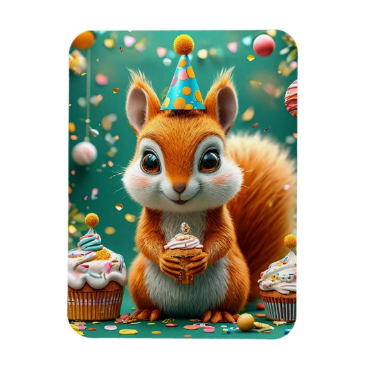 かわいい誕生日のリス マグネット (縦)