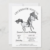 かわいい誕生日の一角獣(ユニコーン) 招待状 (正面)