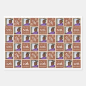 かわいい誕生日の中性線3 Photo Any Age Add Name ラッピングペーパーシート (正面3)