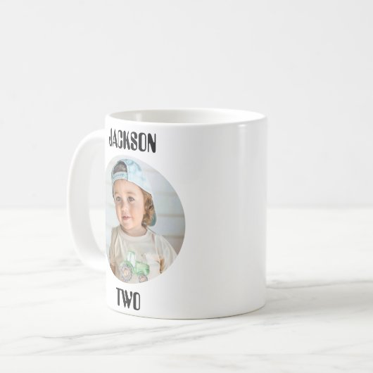 かわいい誕生日の写真と年齢マグカップ子供へファミリー コーヒーマグカップ (正面左)