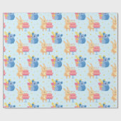 かわいい誕生日の動物のラッピング紙 ラッピングペーパー (フラット)